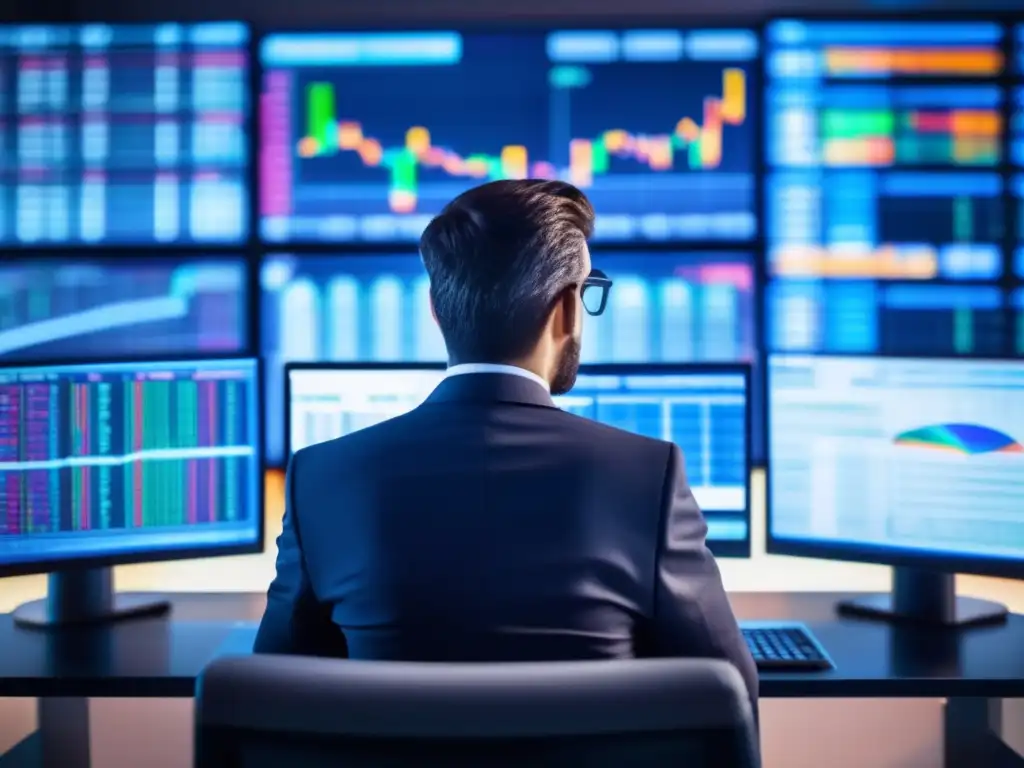 Persona concentrada en finanzas Persona concentrada en noticias financieras y estrategias de inversión
