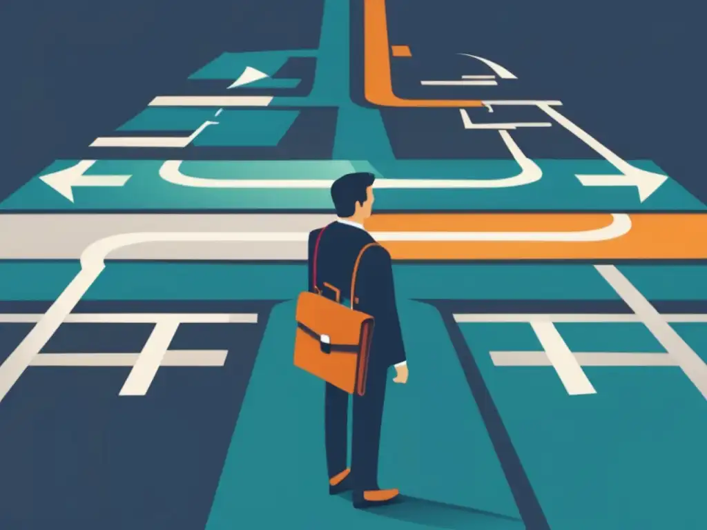 Persona en encrucijada: decisiones de diversificación Persona en cruce de caminos con estrategias de diversificación para inversiones