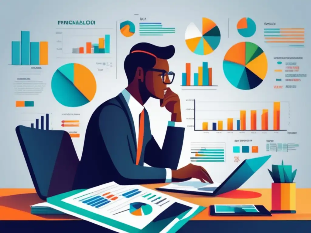 Persona analizando datos financieros Persona analizando datos financieros, enfocado en sesgos cognitivos en criptomonedas