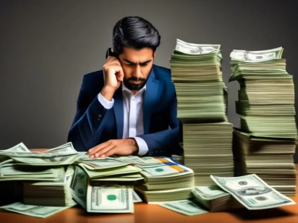 Reflexión financiera en entorno moderno Persona pensando en inversiones financieras con efecto de dotación