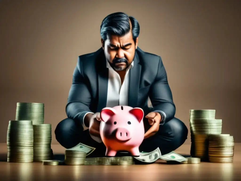 Ahorro en peligro: inflación Persona preocupada por la devaluación del dinero y cómo proteger sus ahorros de la inflación