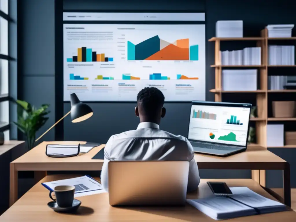 Persona analizando riesgos y oportunidades en crowdlending Persona analizando riesgos e inversiones en crowdlending, evitando errores y diversificando la cartera