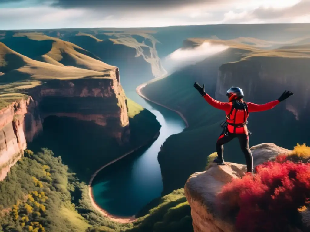 Emoción y adrenalina en el cañón Persona en traje de bungee en emocionante cañón - Cómo detectar y tratar la adicción a invertir
