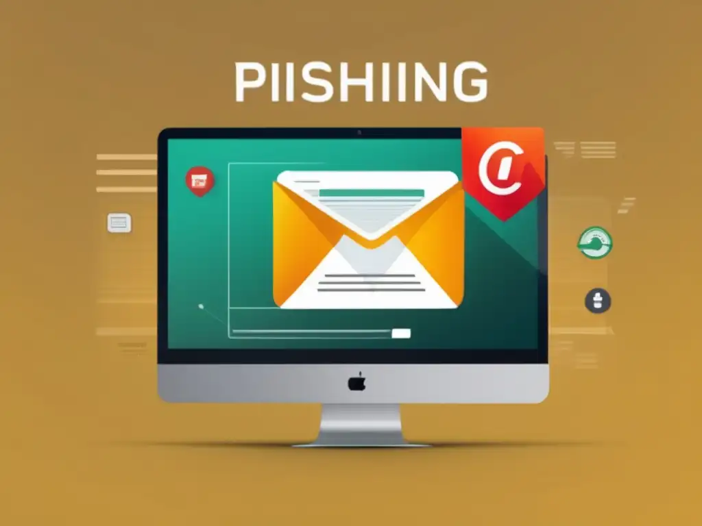 Alerta de phishing en pantalla Phishing financiero: consejos para evitar trampas - Email de phishing en progreso en una pantalla de computadora ultradetallada