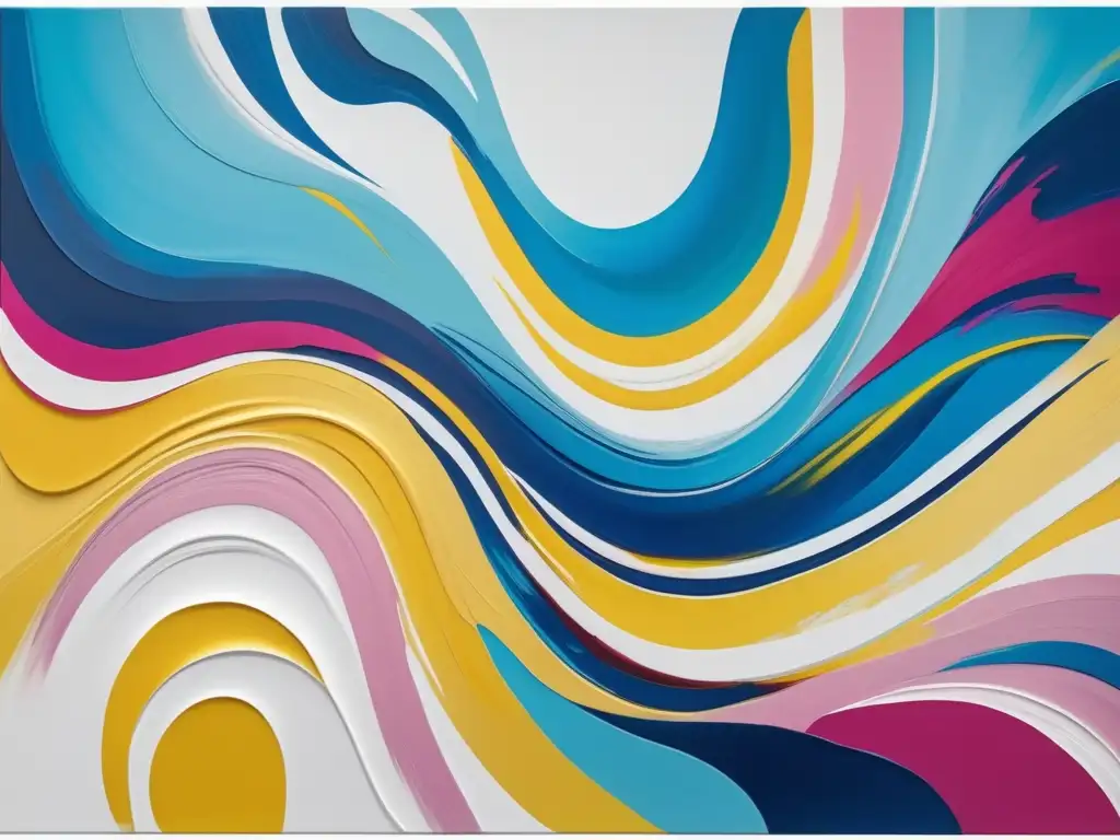 Pintura abstracta vibrante en galería Pintura abstracta y vibrante en una galería blanca - Invertir en arte con presupuesto limitado