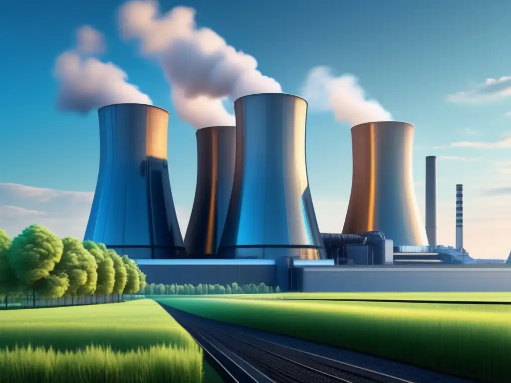 Moderna planta de carbón con tecnología avanzada y aspecto ecoamigable Planta de carbón moderna con tecnología avanzada y paisaje verde - Inversiones en energías alternativas