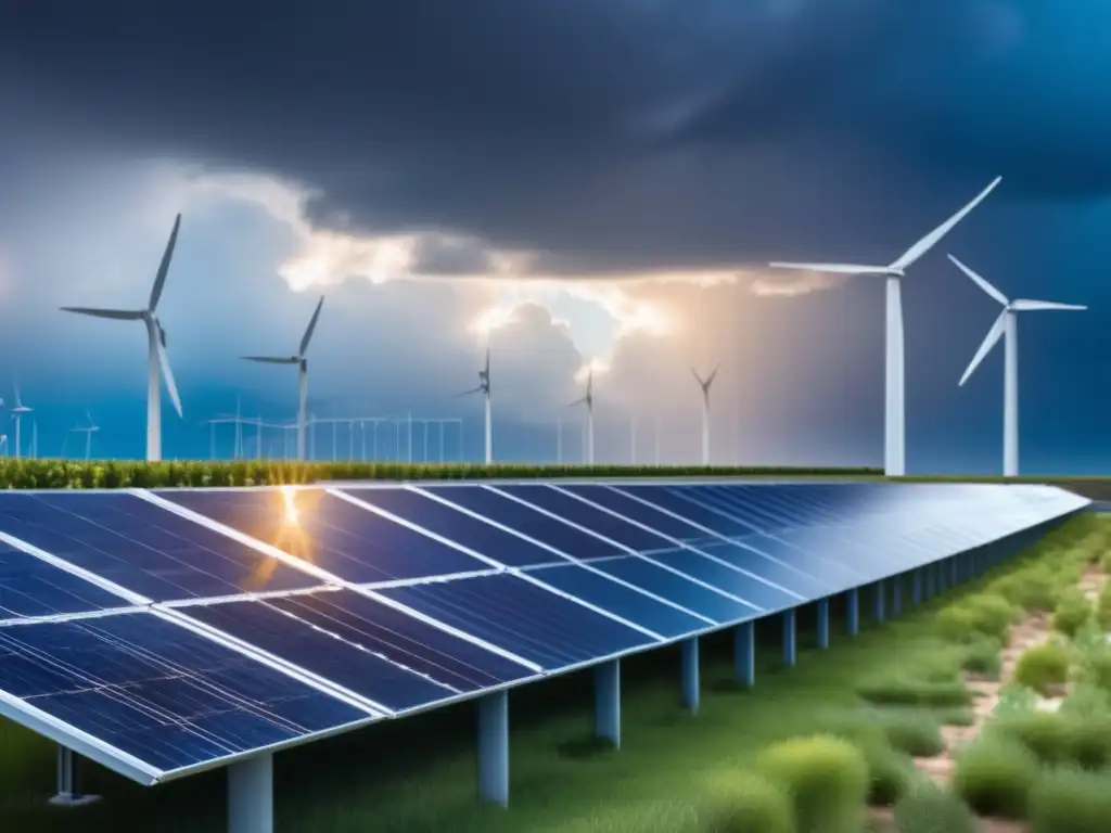 Planta solar moderna frente a clima cambiante Planta solar moderna en condiciones climáticas cambiantes
