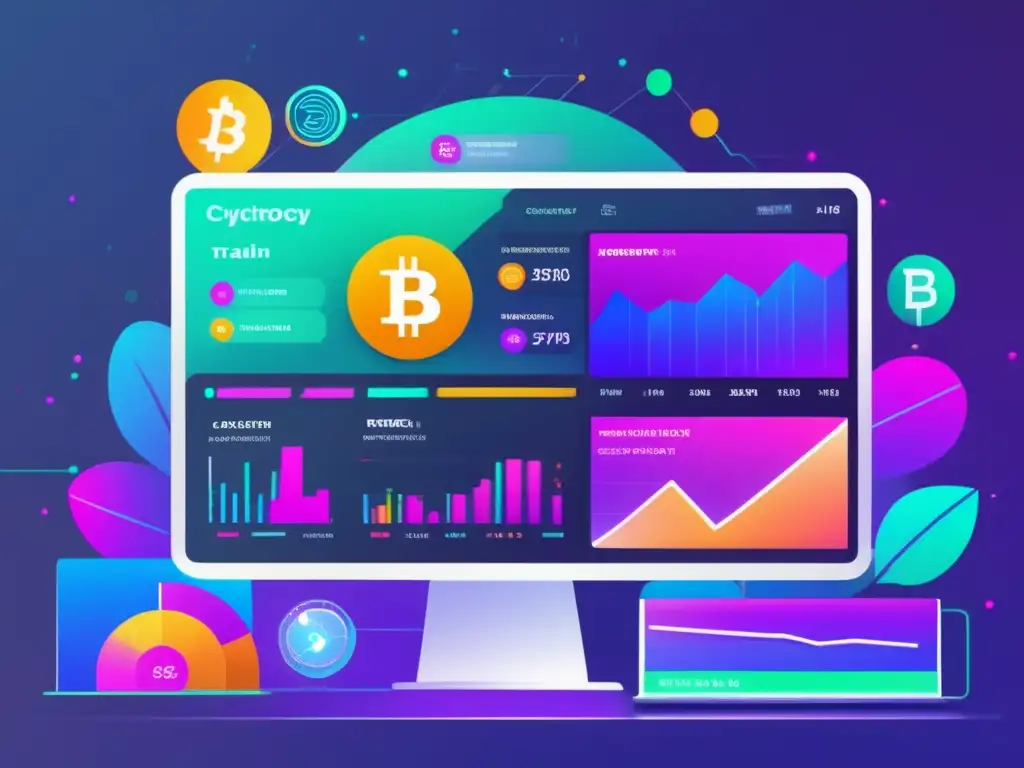 Plataforma de trading de criptomonedas interactiva y futurista Plataforma de cripto con comunidad integrada y diseño futurista
