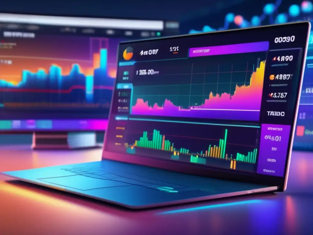 Plataforma cripto moderna y futurista con gráficos y datos en tiempo real Plataforma de criptomonedas 8k con gráficos, datos en tiempo real y herramientas avanzadas