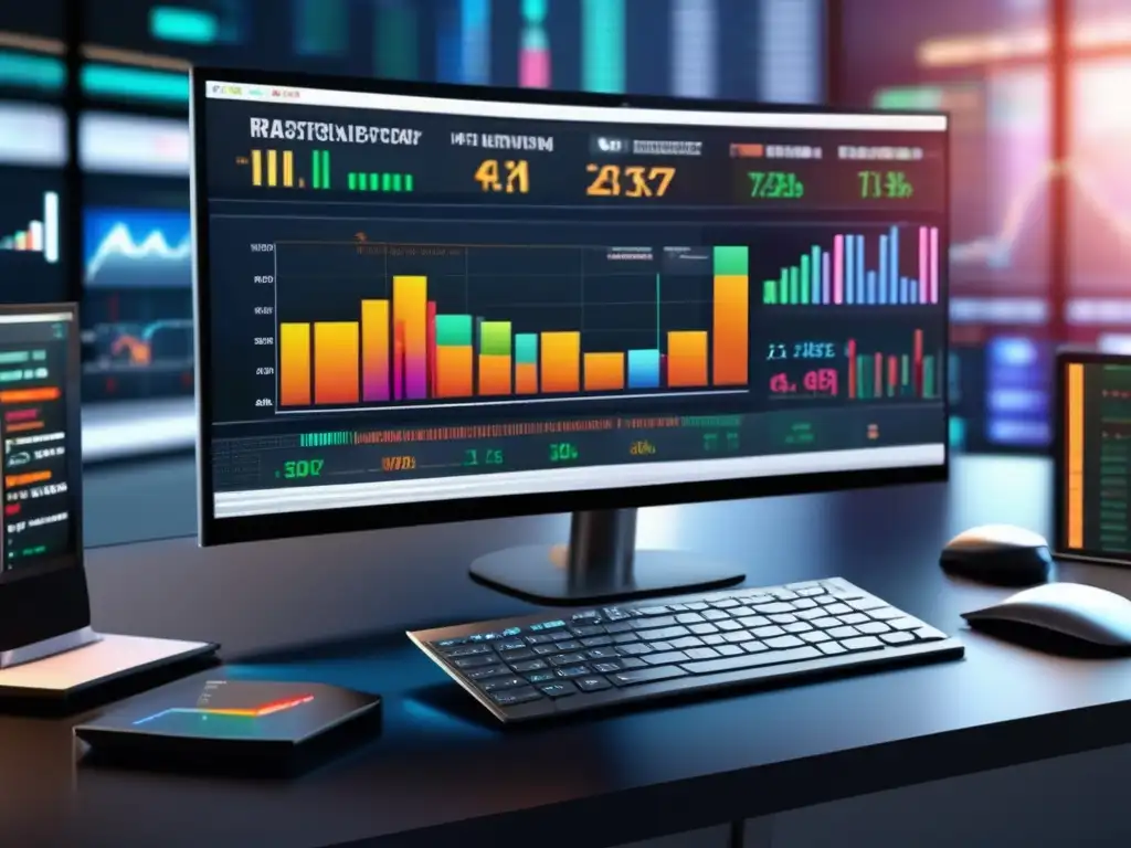 Plataforma financiera moderna con gráficos en tiempo real Plataforma financiera con gráficos e indicadores de inversión
