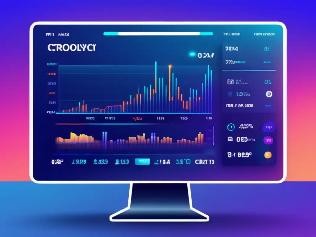 Plataforma de trading moderna y sofisticada Plataforma de trading criptomonedas: diseño moderno, gráficos en tiempo real, indicadores y herramientas