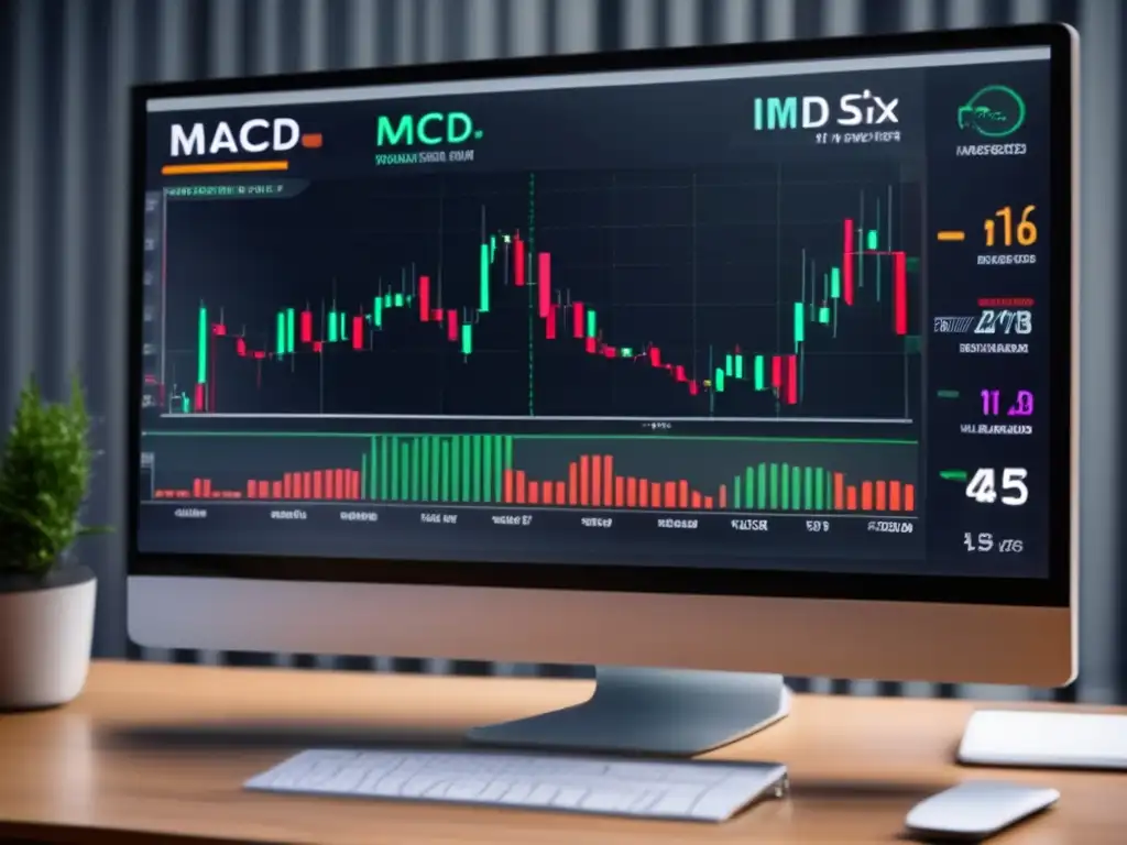 Plataforma de trading moderna con MACD Plataforma de trading moderna con indicadores técnicos, incluido el MACD
