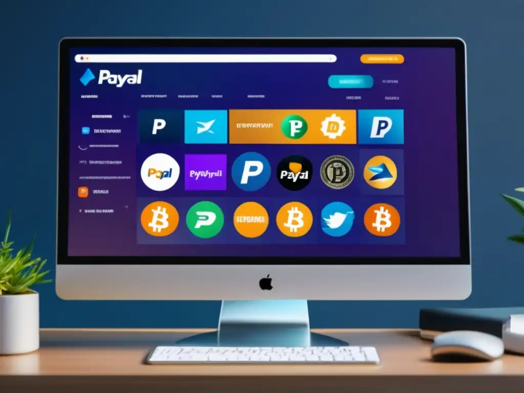 Pantalla de criptomonedas con PayPal Plataformas criptomonedas aceptan PayPal: pantalla 8k detallada de plataforma de intercambio con logo PayPal