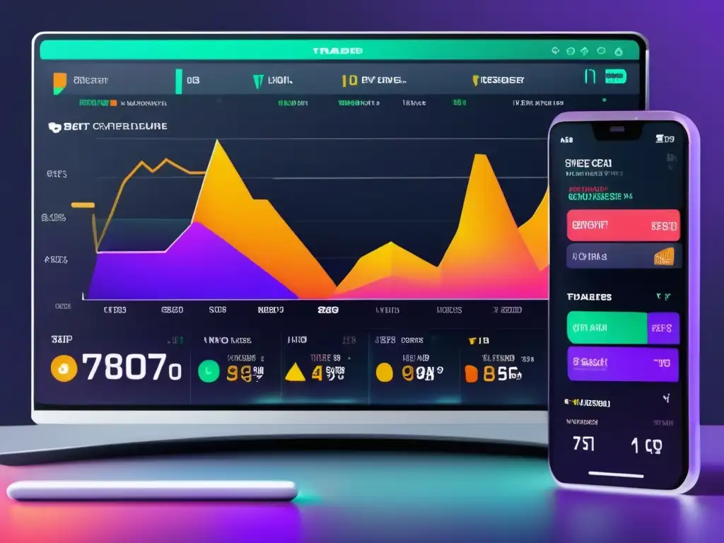Plataforma futurista de trading de criptomonedas Plataformas trading criptomonedas: interfaz futurista, datos mercado, traders destacados