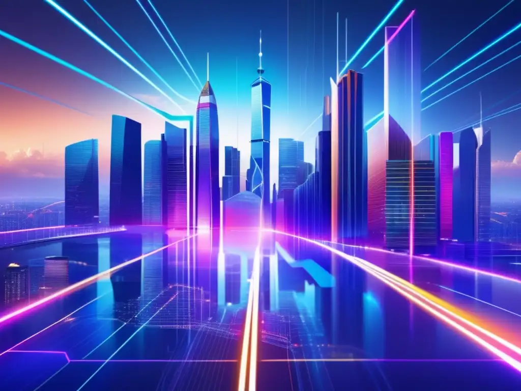 Economía global interconectada Políticas monetarias internacionales en una imagen futurista de la economía global
