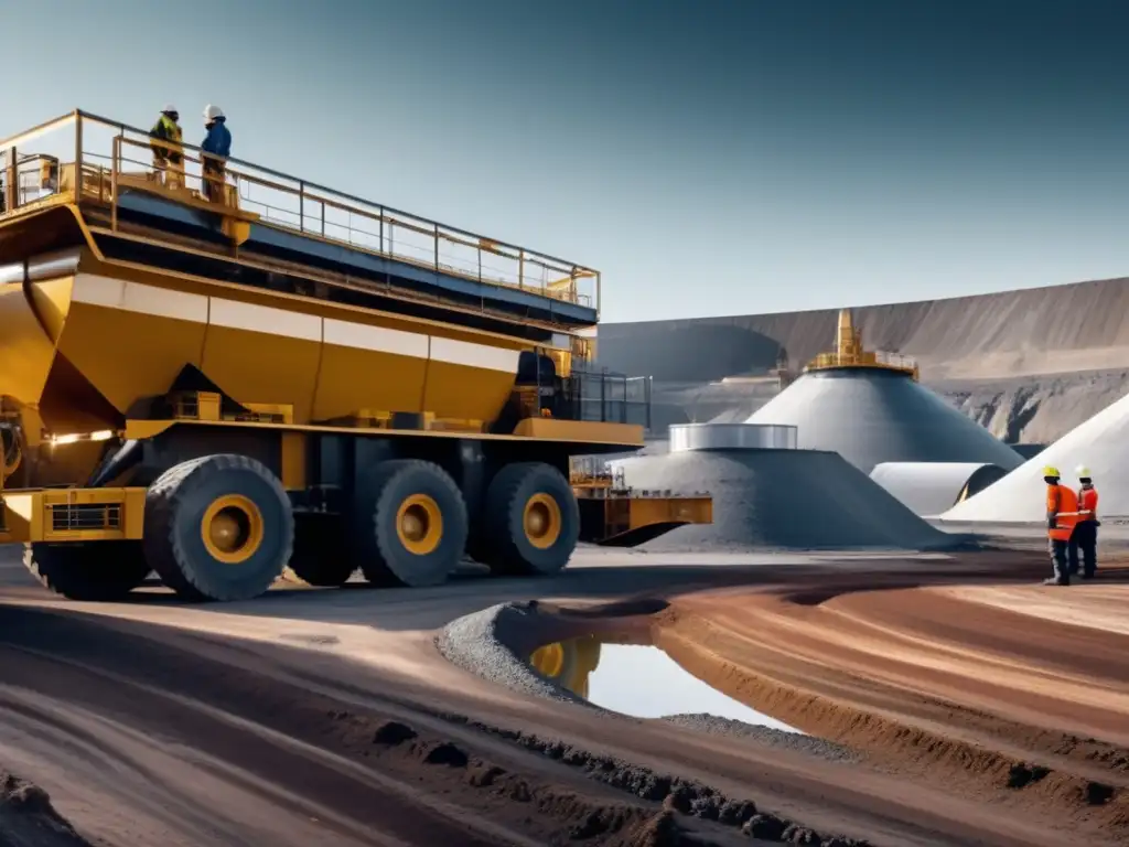 Moderna mina de zinc con trabajadores y maquinaria avanzada Potencial inversión en zinc: Minería moderna, trabajadores, maquinaria avanzada, control calidad, rentabilidad