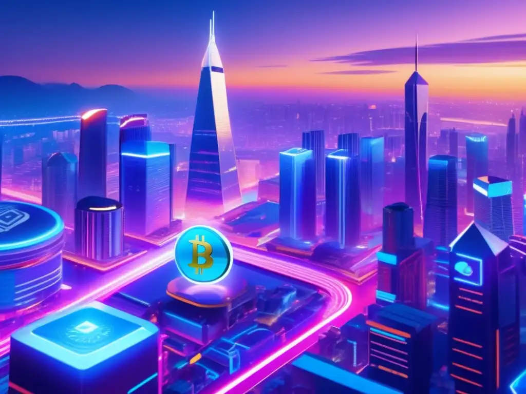Futuro Altcoin: Ciudad digital vibrante Potencial técnico de las Altcoins en una imagen impresionante que captura la esencia del mercado moderno de Altcoins