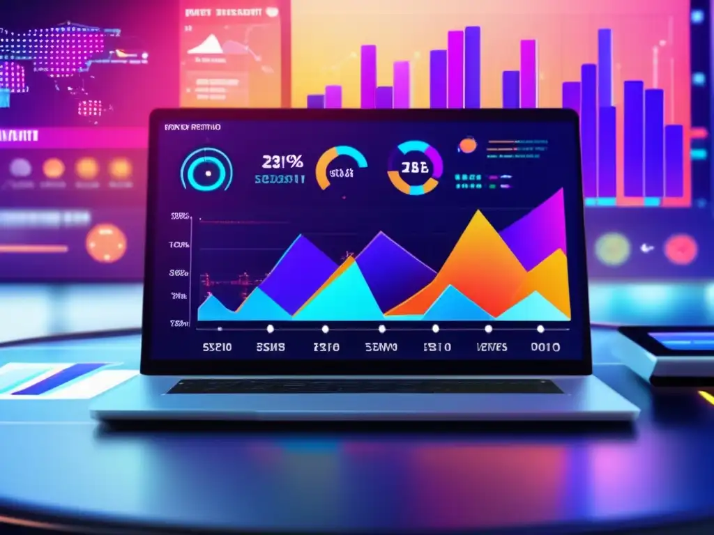 Futuro de inversiones: interfaz digital sofisticada con gráficos y datos Guía para principiantes en roboadvisors: Futuro de inversiones con gráficos, datos y equilibrio robotizado