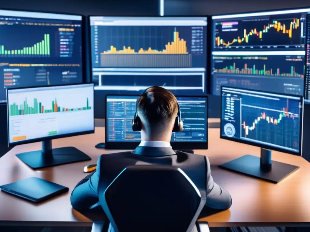 Profesional analizando criptomonedas Profesional analizando datos de criptomonedas con seguridad y tácticas de inversión