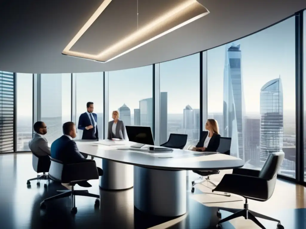 Profesionales debatiendo en oficina moderna Profesionales discutiendo bonos corporativos y fiscalidad