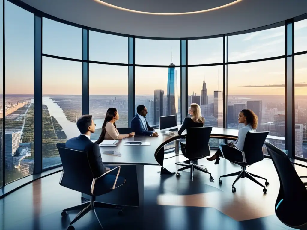 Espacio de oficina moderno y dinámico Profesionales en discusiones y análisis financiero en oficina moderna y dinámica - Psicología inversión activa