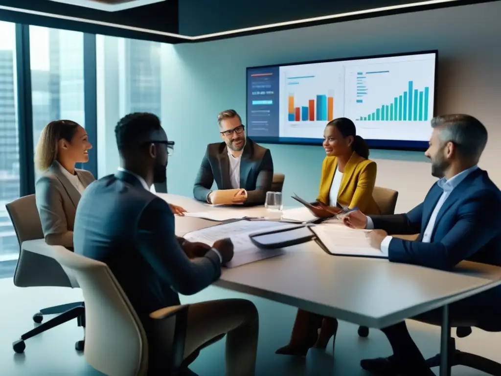 Profesionales colaborando en una oficina moderna Profesionales discutiendo y colaborando en una oficina moderna - Cuentas de retiro e inversión
