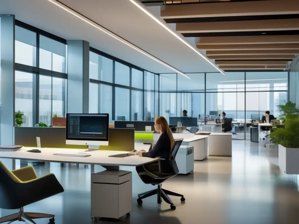 Oficina moderna con profesionales trabajando Profesionales trabajando en una oficina moderna, con ventajas de las plataformas tradicionales