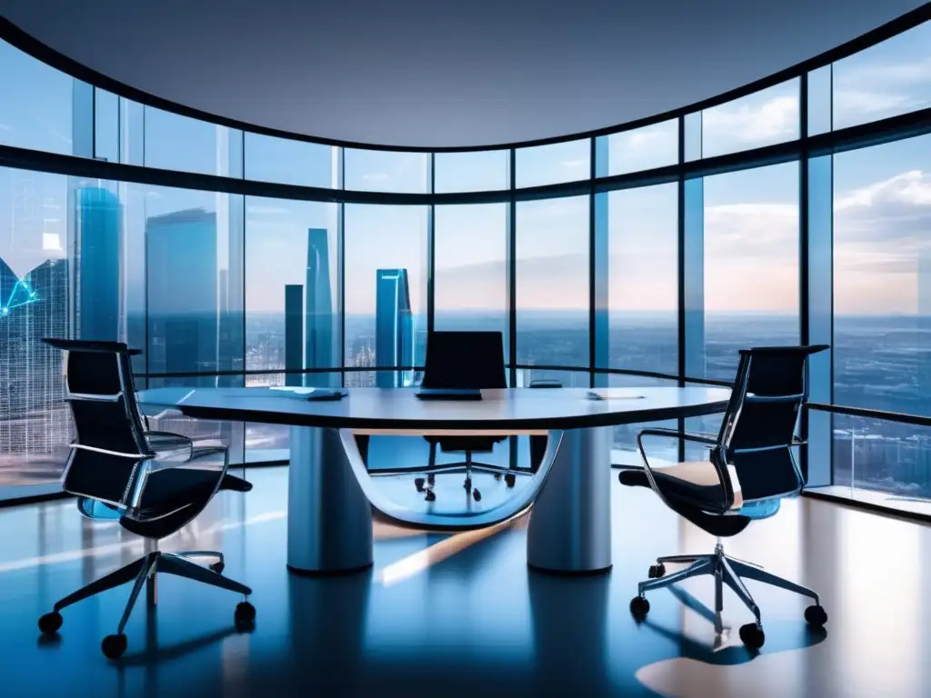 Oficina moderna: análisis financiero y colaboración Profesionales analizando P/E ratios para inversiones en moderna oficina