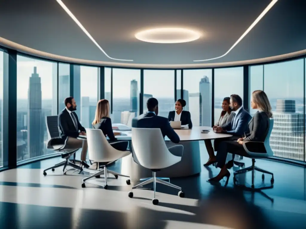 Profesionales en reunión de gestión de riesgos financieros culturales