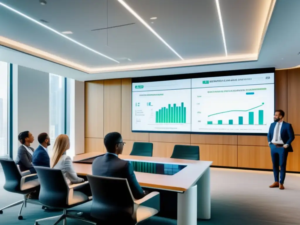 Aula financiera moderna y elegante Programa certificación financiera elite en moderno aula financiera con luz natural