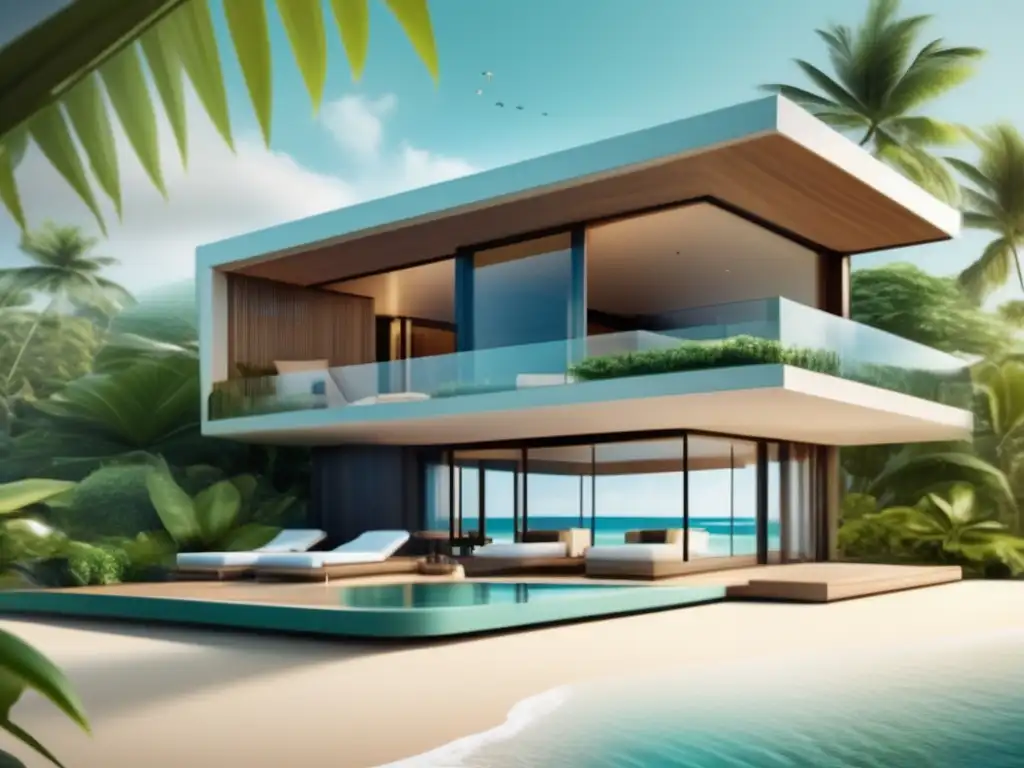 Propiedad de lujo en la playa Propiedad vacacional de lujo en baja temporada con vista panorámica al océano, piscina infinita y diseño contemporáneo