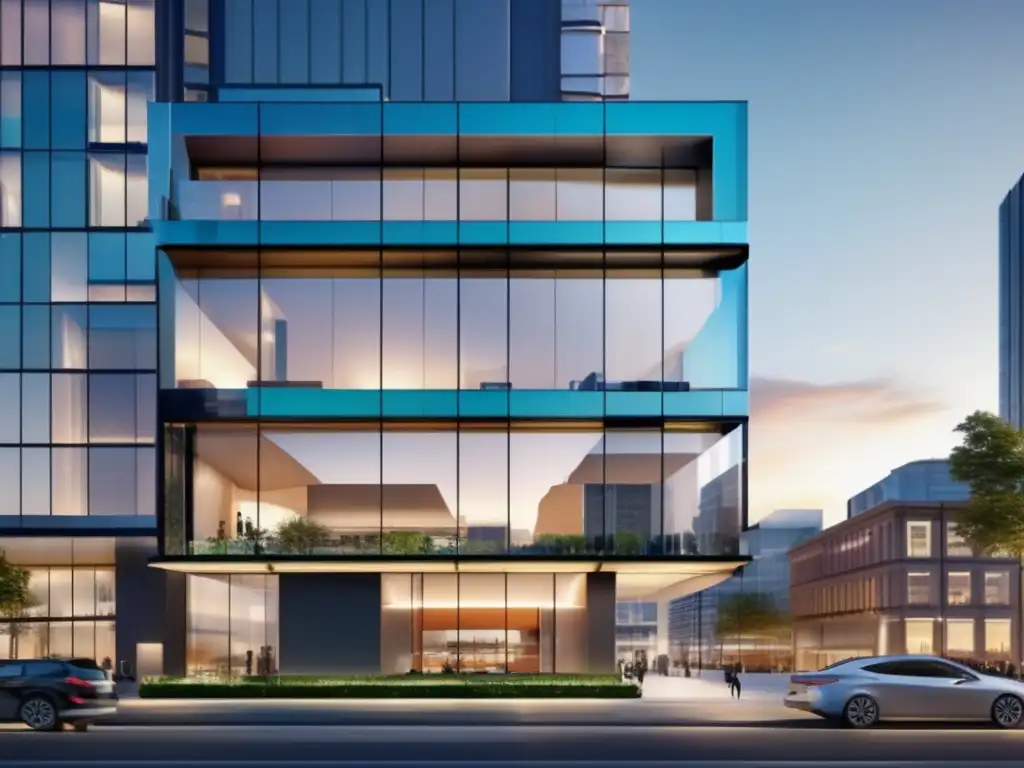 Edificio comercial moderno en ciudad vibrante Propiedades comerciales: Edificio moderno en una ciudad vibrante, con diseño contemporáneo y estrategias de arrendamiento