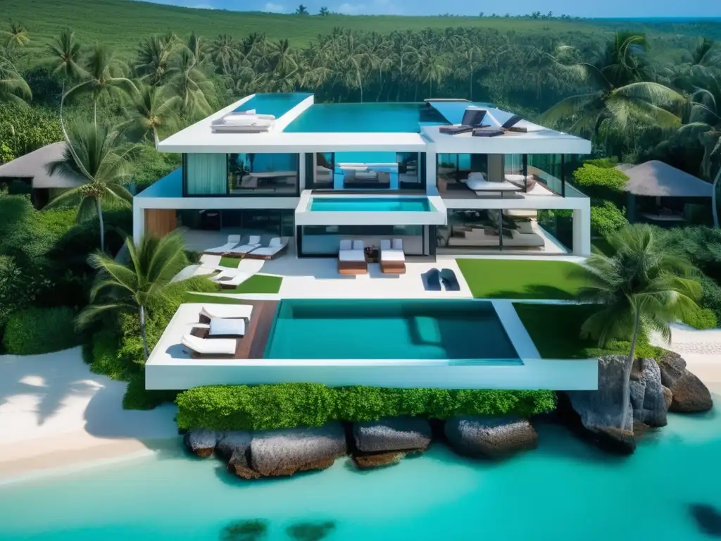 Propiedad de lujo frente a la costa Inversión en propiedades de lujo en costa turquesa con vista aérea impresionante