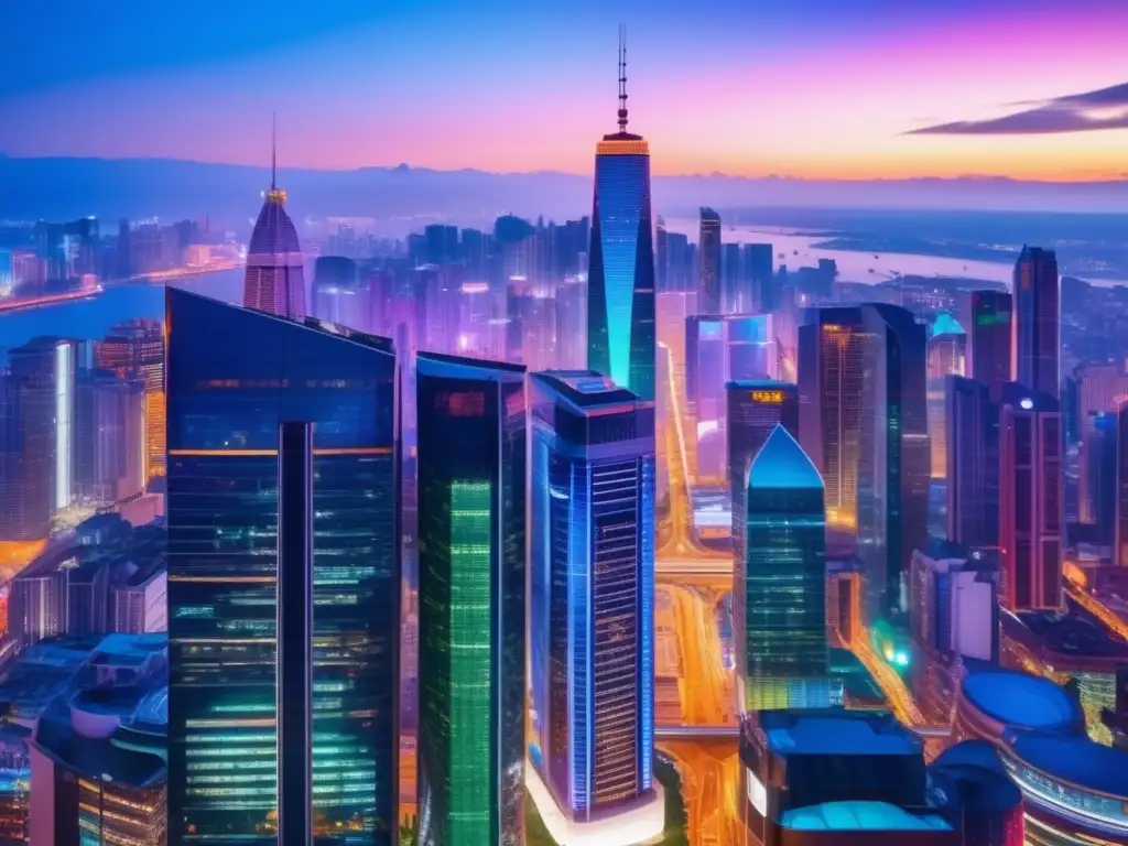 Ciudad vibrante al atardecer Inversión en propiedades vacacionales en economía global