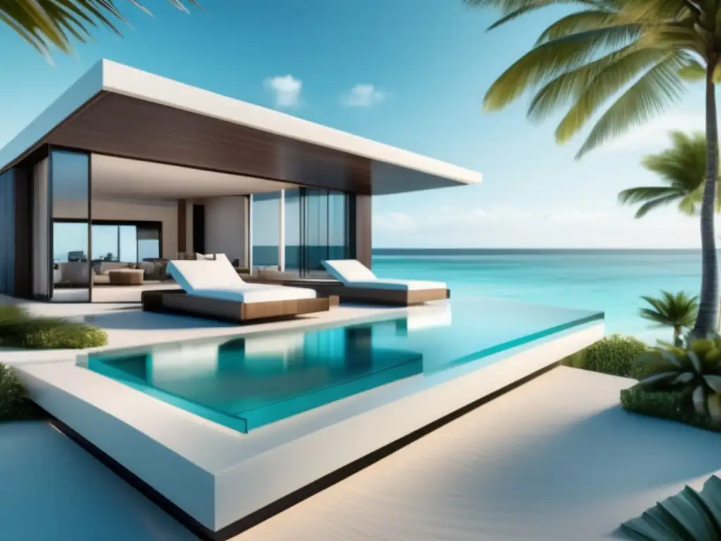 Villa de lujo frente a la playa Inversión en propiedades vacacionales de lujo en una hermosa villa frente a la playa con vista al océano turquesa