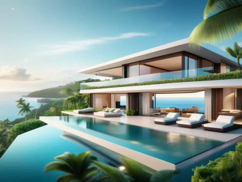 Villa de lujo frente al mar Inversión propiedades vacacionales principiantes: Villa de lujo contemporánea con vistas al mar, piscina infinita y comodidades de primer nivel