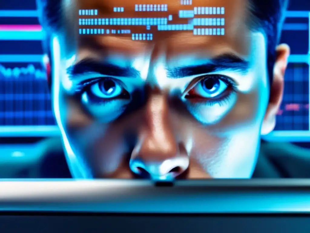 Intensa mirada en gráfico bursátil Psicología del inversionista: comportamiento humano y acciones financieras
