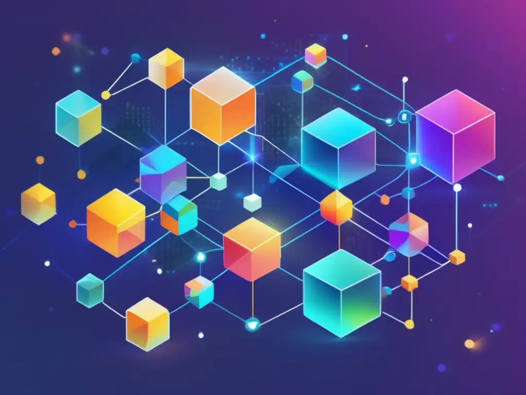 Red de bloques interconectados Red de bloques interconectados, representando la tecnología blockchain