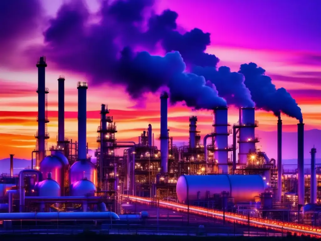Refinería al atardecer: belleza y complejidad Refinería al atardecer: Relación Precio Petróleo Estrategia Inversión