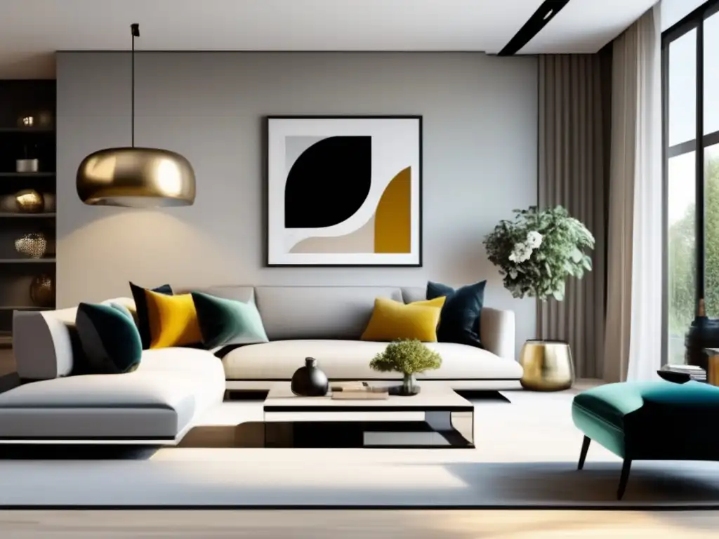 Salón moderno con estilo en propiedad renovada Living room renovado con muebles modernos y diseño minimalista