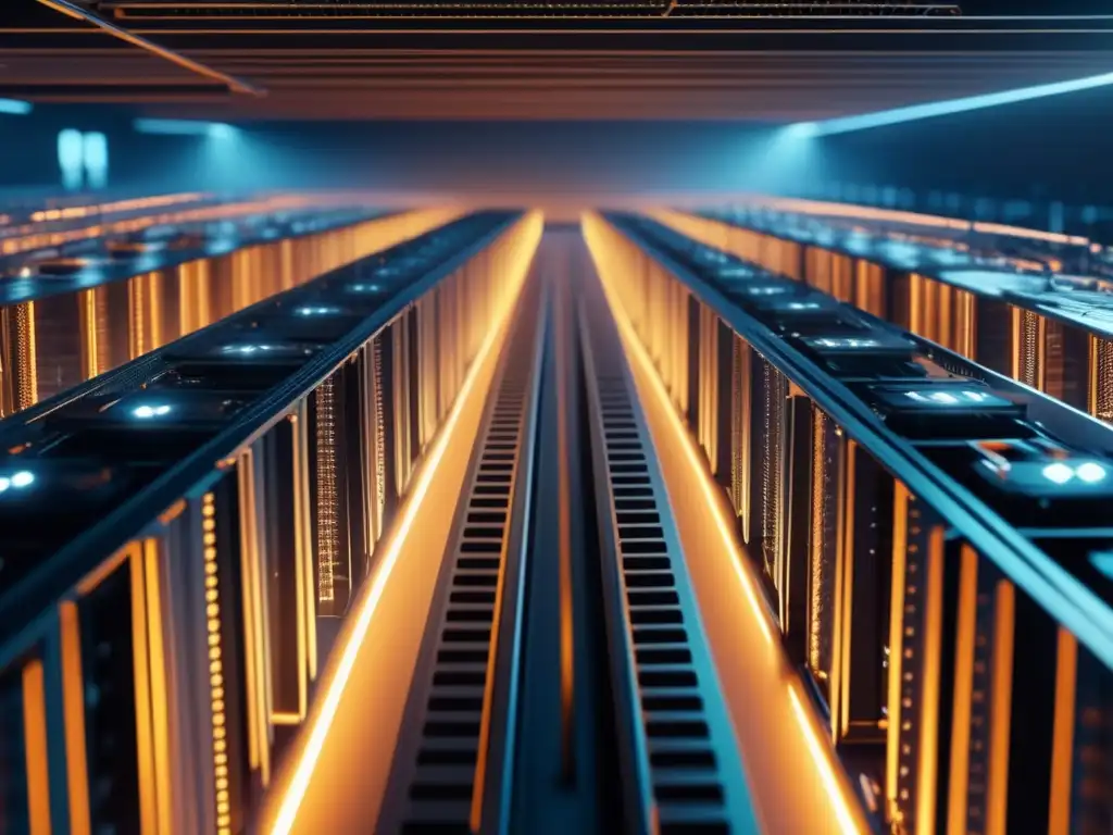 Granja de minería de criptomonedas de última generación Rentabilidad de equipos de minería de criptomonedas en moderna granja aérea con 8K de detalle
