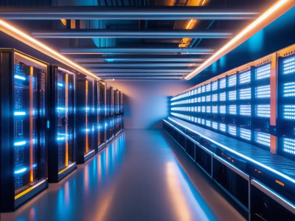 Granja de minería de criptomonedas moderna Rentabilidad equipos minería criptomonedas: Granja moderna de minería de criptomonedas con rigs elegantes y eficientes