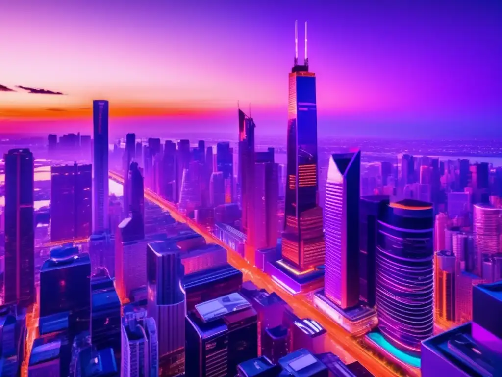 Ciudad moderna al atardecer Rentabilidad inversión inmobiliaria calculadora en vibrante ciudad al atardecer