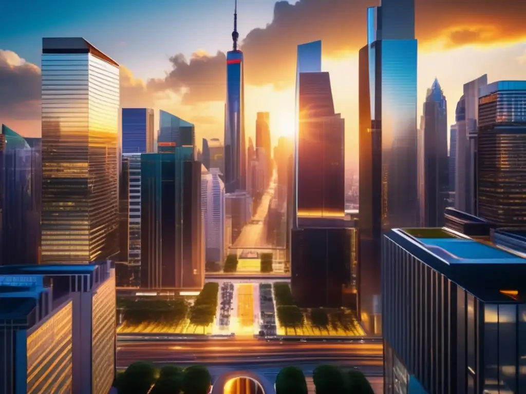 Ciudad moderna y próspera Rentabilidad inversiones comerciales en la vibrante ciudad comercial con rascacielos y distrito de negocios