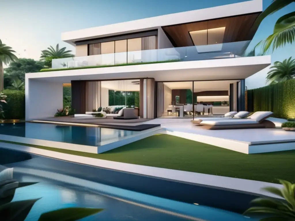 Residencia de lujo con paisaje exuberante Residencia moderna de lujo rodeada de vegetación con vista panorámica - Ventajas de invertir en bienes raíces para millonarios
