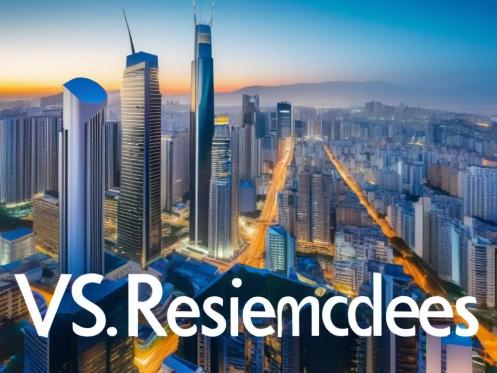 Inversiones comerciales y residenciales Retornos inversión propiedades comerciales: ciudad vibrante con rascacielos comerciales y residenciales