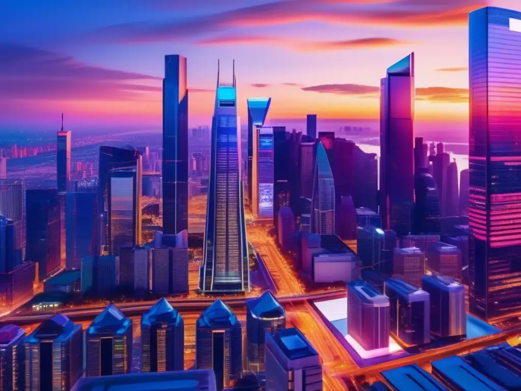 Ciudad financiera en atardecer Riesgo de no invertir: superando el miedo financiero en la vibrante ciudad financiera al atardecer