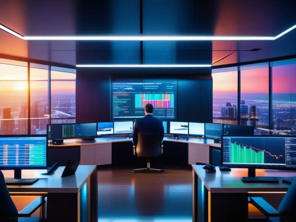 Trading floor de alta tecnología Gestión de riesgo en operaciones apalancadas en un moderno trading floor