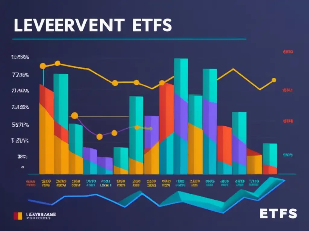 Riesgos de invertir en ETF apalancados Riesgos invertir ETFs apalancados: gráfico financiero detallado que muestra volatilidad y peligros potenciales