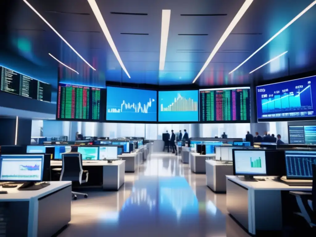 Piso de trading moderno y sofisticado Riesgos en la bolsa: desmitiendo creencias en el trading